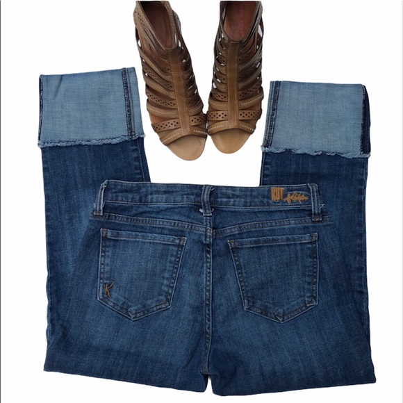 KUT from the Kloth jeans size 6 skinny cropped cuffed dark denim - Picture 2 of 7